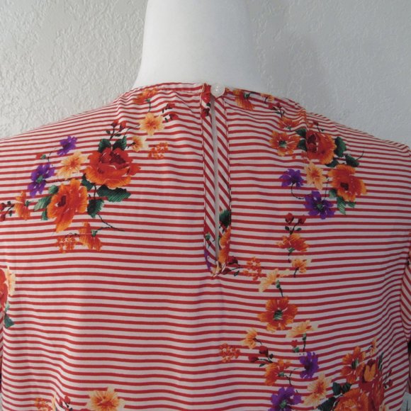 Stripe Floral Front Tie Boho Women's Top Sz M - Picture 6 of 9